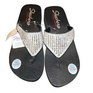 Skechers Women's Vinyasa rhinestone bling yoga sandals comfort size 10